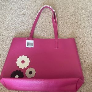 Cute magenta and flowers tote bag